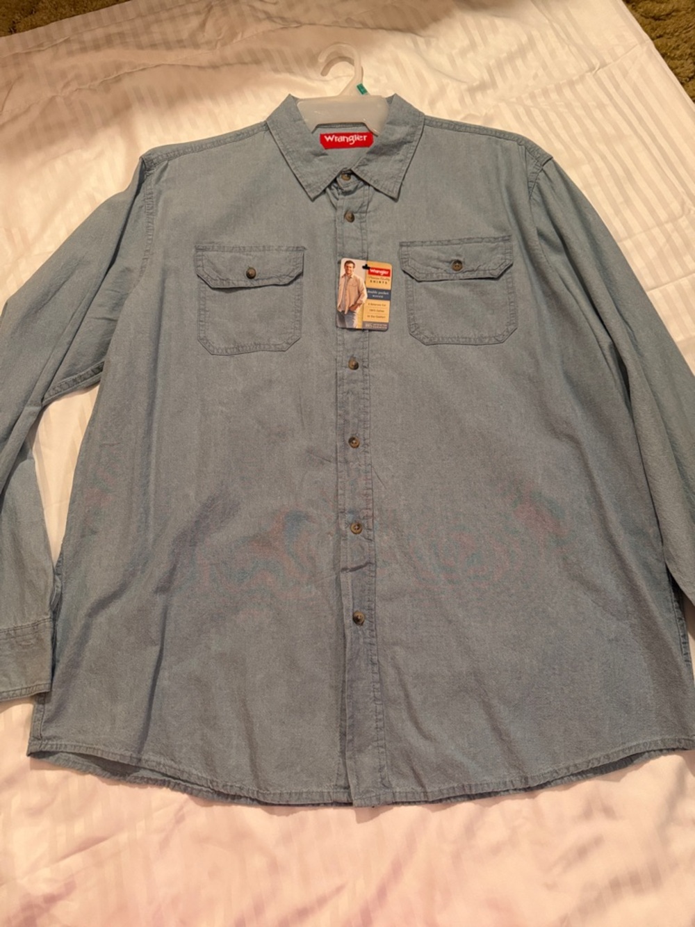 Wrangler Light Blue Denim Button-Down Shirt